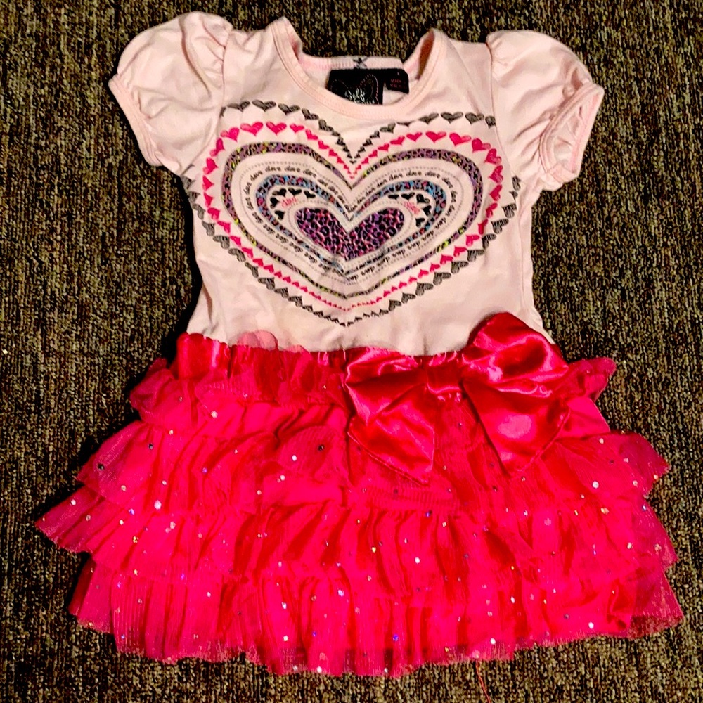 Girls Pink Heart Dress